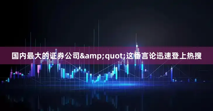 国内最大的证券公司&quot;这番言论迅速登上热搜